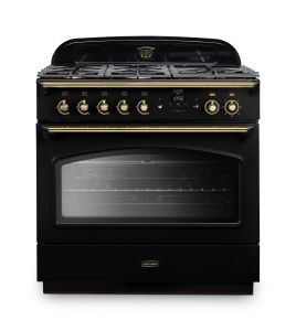 Rangemaster CLAS90FXDFFBL/B CLASSIC FX 90 Dual Fuel Black Brass Trim