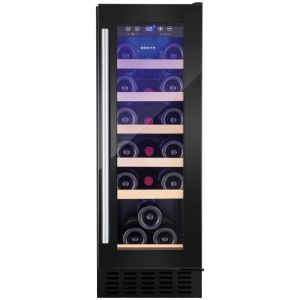 Amica AWC300BL 30 cm fs wine cooler, 20 bottle cap, black glass door, blue LED