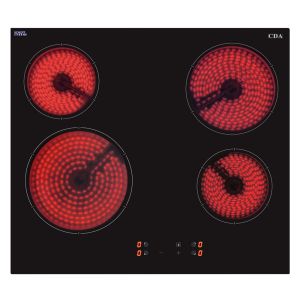 CDA HC6621FR 4 zone ceramic hob, Front touch control, 9 power levels