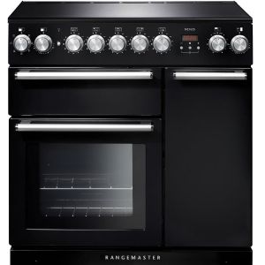 Rangemaster 104820 Nexus Range Cooker- 90cm Induction in Black and Chrome