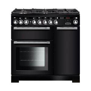Rangemaster 90cm Duel Fuel Encore Deluxe Range Cooker 117180 Black and Chrome